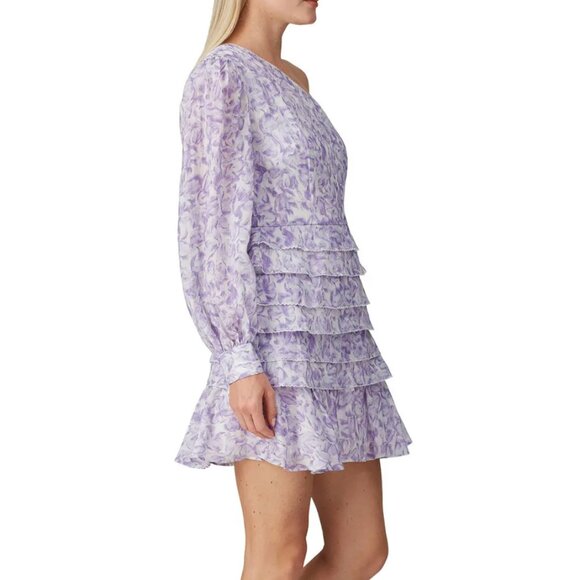 XS - LA MAISON TALULAH One Sleeve Purple Floral Mini Dress Rent Runway $364 msrp - Picture 3 of 13